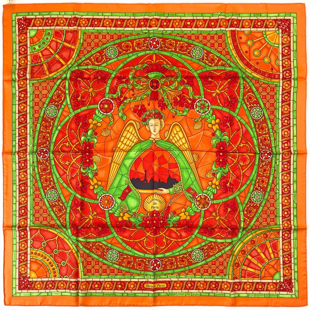 RARE! NWT Hermes Scarf Carré 90 "Lumbers de Paris" in Orange